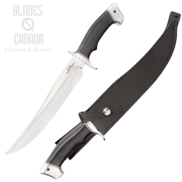 Gil Hibben Arizona Bowie Fixed Blade Knife, Micarta Black, Leather Sheath, GH5088